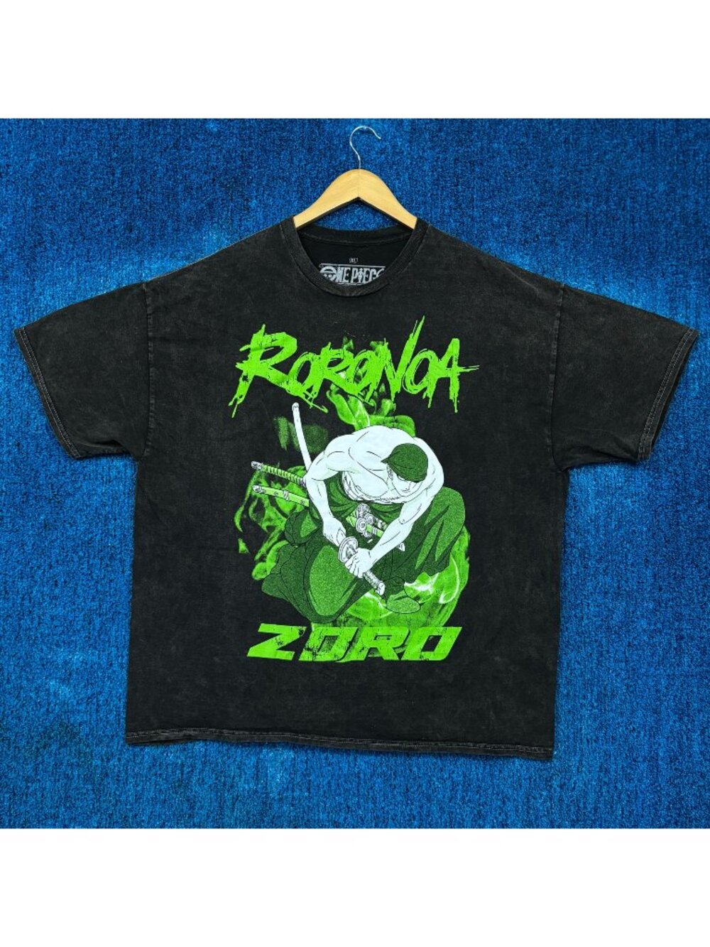 One Piece Zoro Anime Mineral Wash T-Shirt Size Extra Large